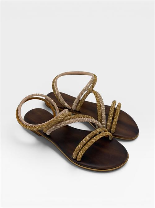 Sandali gioiello intrecciati oro e nude da donna IL LACCIO | NAOMISTRASSGOLD/BR/RG